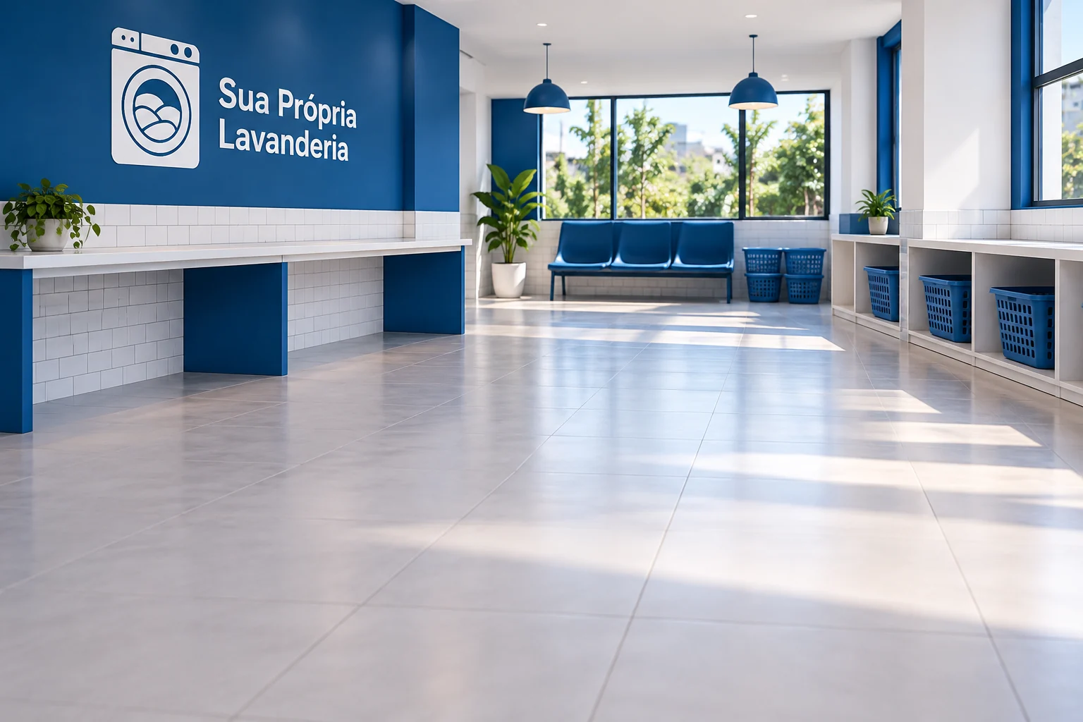 Ambiente ilustrativo de lavanderia SPL preparado para receber os equipamentos