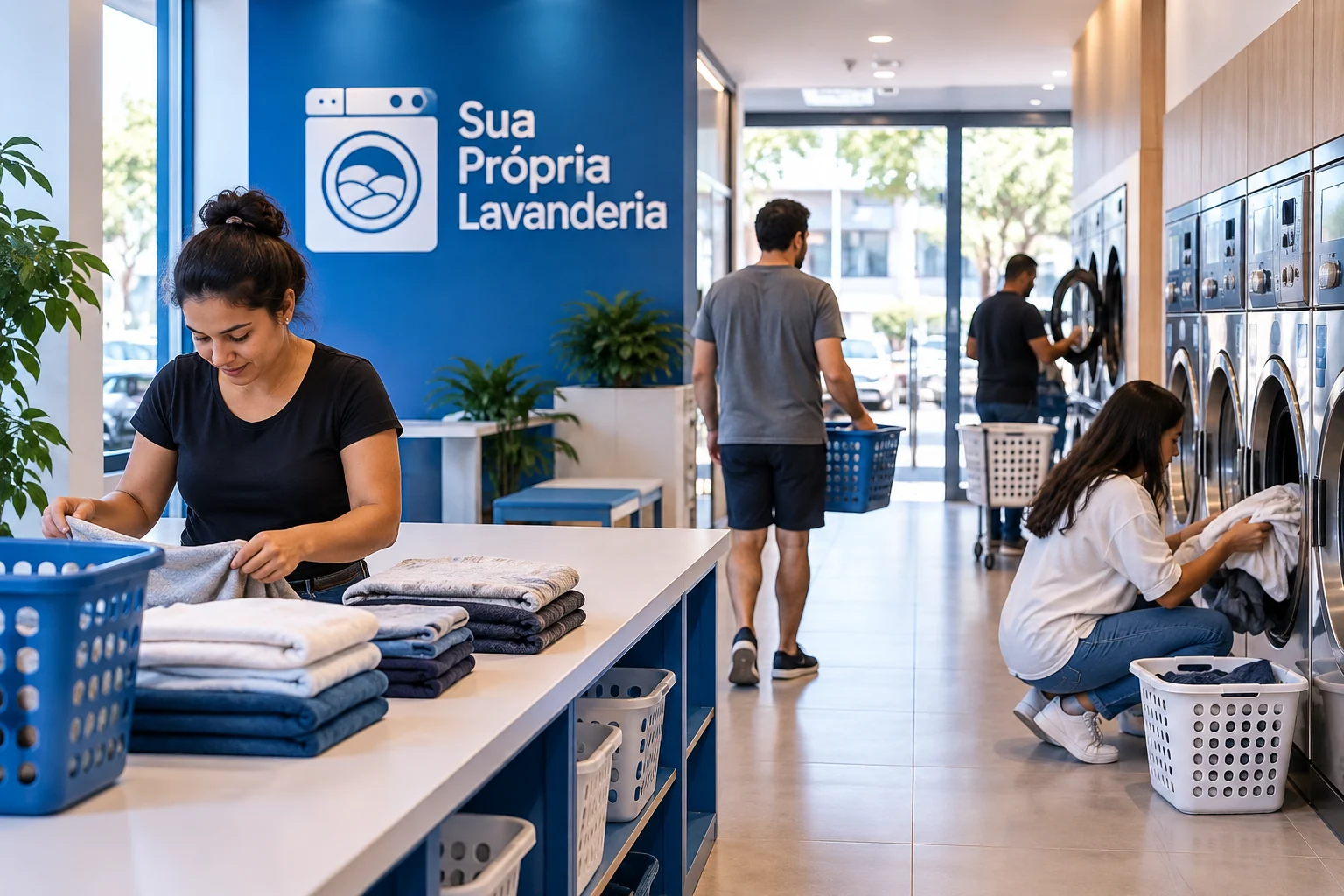 Empreendedor analisando registros e informações de atividades econômicas para uma lavanderia.
